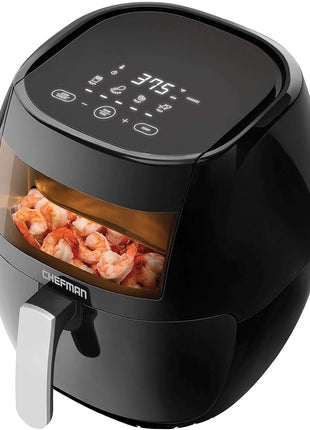 Chefman TurboFry Touch 8 Quart Air Fryer w/ XL Viewing Window & Advanced Digital Display, Fry with Less Oil for Healthy Food, Adjustable Temperature Control, Cooking Presets & Dishwasher-Safe Basket