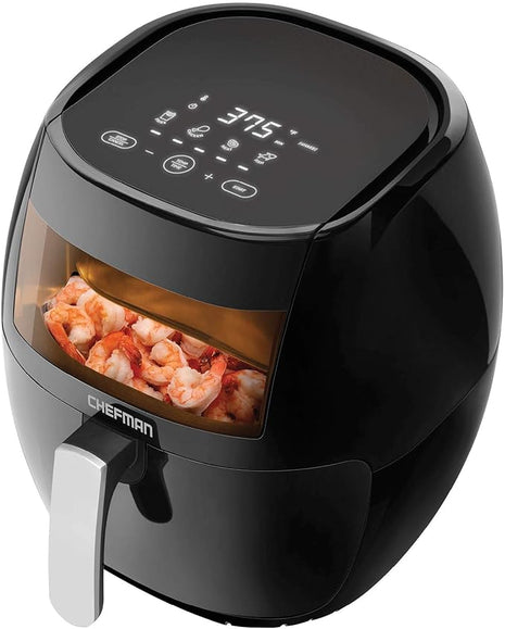 Chefman TurboFry Touch 8 Quart Air Fryer w/ XL Viewing Window & Advanced Digital Display, Fry with Less Oil for Healthy Food, Adjustable Temperature Control, Cooking Presets & Dishwasher-Safe Basket