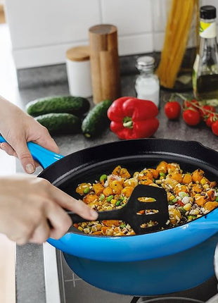 Bruntmor 12'' Blue Pre-seasoned Cast Iron Frying Pan, 12 Inch Oven Safe Skillet, Grill Pan Set, Nonstick Cookware And Bakeware For Casserole Dish