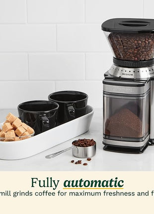 Cuisinart Coffee Grinder, Electric One-Touch Automatic Burr Coffee Grinder with 18-Position Grind Selector, Cup Size Selector for 4 – 18 Cups, DBM-8P1, Black Stainless