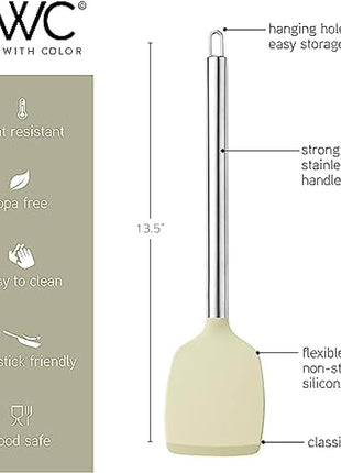 COOK WITH COLOR Silicone Cooking Utensils, Kitchen Utensil Set, Easy to Clean Silicone Kitchen Utensils, Cooking Utensils for Nonstick Cookware, Kitchen Gadgets Set, 10 Pieces, Green