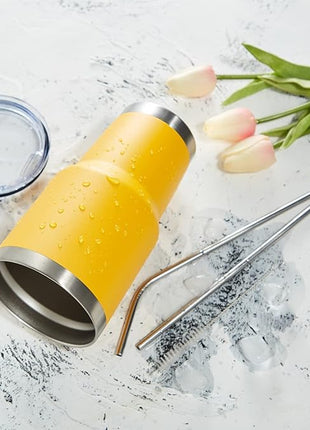 MEWAY 30oz Insulated Tumbler With Lids and Straws,Stainless Steel Double Vacuum Coffee Tumbler Cup, Brush, Durable Powder Coated Coffee Cup for Cold & Hot Drinks, Office, Travel(mixture,4 PACK)