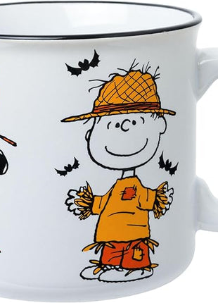 Silver Buffalo Peanuts Halloween Costumes Featuring Charlie Brown, Snoopy, Woodstock, Lucy, and Linus Ceramic Camper Mug, 20 Ounces