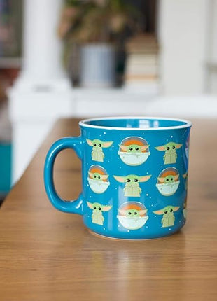 Silver Buffalo Star Wars The Mandalorian Repeat Poses Ceramic Camper-Style Coffee Mug, 20-Ounces