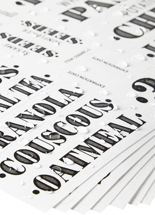 Talented Kitchen Clear Vinyl Pantry Labels for Food Containers - Waterproof & Repositionable for Kitchen Jars - Farmhouse Pantry Organization - Preprinted Baking Labels - Pack of 154, Assorted Sizes