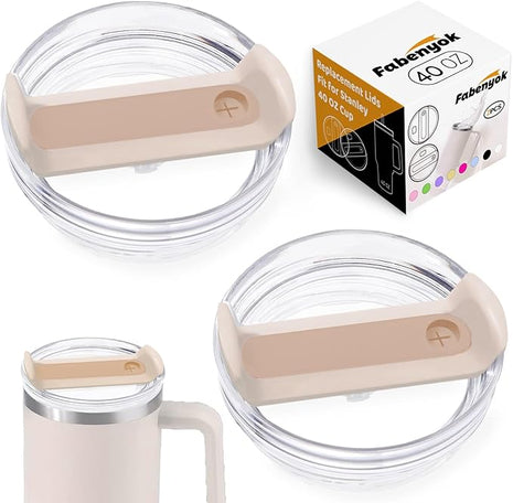 40 OZ Tumbler Lid Replacement Fit for Stanley Cup, 2 Pack Clear Replacement Lids Fit for Stanley Travel Tumbler, Spill Proof Tumbler Covers for Stanley Cup Accessories (Clear - Rose Quartz)