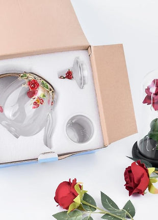 Enamel Glass Flower Tea Pot With Removable Loose Tea Leaf Infuser Tea Maker Teapot Set 30.4OZ Gifts for Women,Mom,Birthday