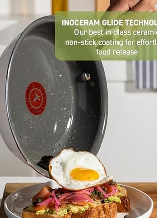 T-Fal Preserve Ceramic Nonstick Frying Pan Skillet 12-inch, Oven Broiler Safe up to 350°F Cookware, InoCeram Glide Technology, Frying Pan, Skillet Pots & Pans, Beige