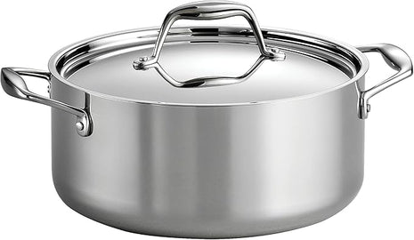 Tramontina Signature Tri-Ply Clad Stainless Steel 5-Quart Dutch Oven Pot with Lid, Induction-Ready, Dishwasher-Safe, NSF-Certified, Made in Brazil