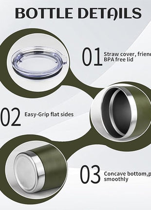 StarSpeed 20oz Tumbler Bulk with Lid, Stainless Steel Insulated Tumblers Double Wall Vacuum Insulated Travel Mug, Powder Coated Coffee Cups for Hot and Cold Drinks(Navy Green,1)