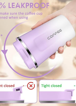 CS COSDDI 12 oz Stainless Steel Vacuum Insulated Tumbler - Coffee Travel Mug Spill Proof with Lid - Coffee Cups for Keep Hot/Ice Coffee,Tea and Beer