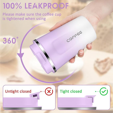 CS COSDDI 12 oz Stainless Steel Vacuum Insulated Tumbler - Coffee Travel Mug Spill Proof with Lid - Coffee Cups for Keep Hot/Ice Coffee,Tea and Beer