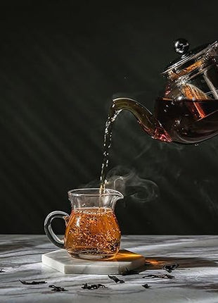 Hiware Glass Teapot with Stainless Steel Infuser & Lid, Borosilicate Glass Tea Pot Stovetop Safe, Blooming & Loose Leaf Teapots, 27 Oz