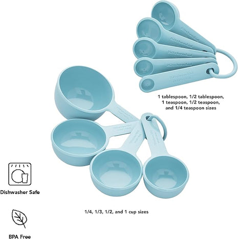 KitchenAid Measuring Cups and Spoon Set, Mineral Water, 9-Piece