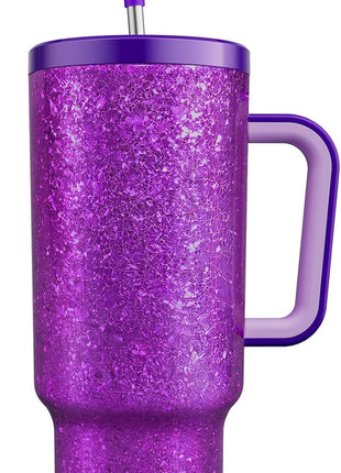 Meoky Tumbler with Handle and Straw for Women: 40 oz Stainless Steel Insulated Tumbler with Lid and Straw 100% Leakproof for Car Travel Home - Fashion Enthusiasts, Lavender