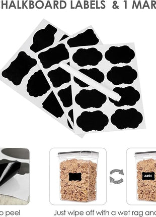 Vtopmart 32pcs Airtight Food Storage Containers Set, BPA Free Plastic Kitchen and Pantry Organization Canisters with Lids for Cereal, Dry Food, Flour and Sugar, Includes 32 Labels