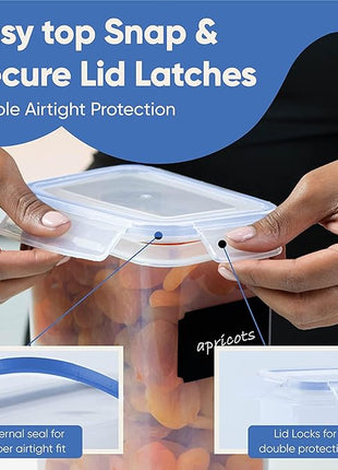 Airtight Food Storage Containers Set with Lids For Kitchen Organization 14 Pack - BPA Free Food Canisters With Labels, Marker & Spoon Set For Pantry Organization And Storage - Royal Blue