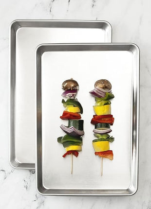 KITCHENATICS Jelly Roll Size Baking Sheet Pans, Premium Quality Aluminum Cookie Sheets for Roasting & Baking, Rimmed Nonstick Sheet Pans - Warp Free, Durable & Easy Clean - 10.6" x 15.6" IN, Set of 2