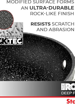 Starfrit The Rock Classic 11" (28cm) Non-Stick Deep Fry Pan with Helper Handle - Durable Forged Aluminum - Oven Safe - PFOA Free - Easy to Clean