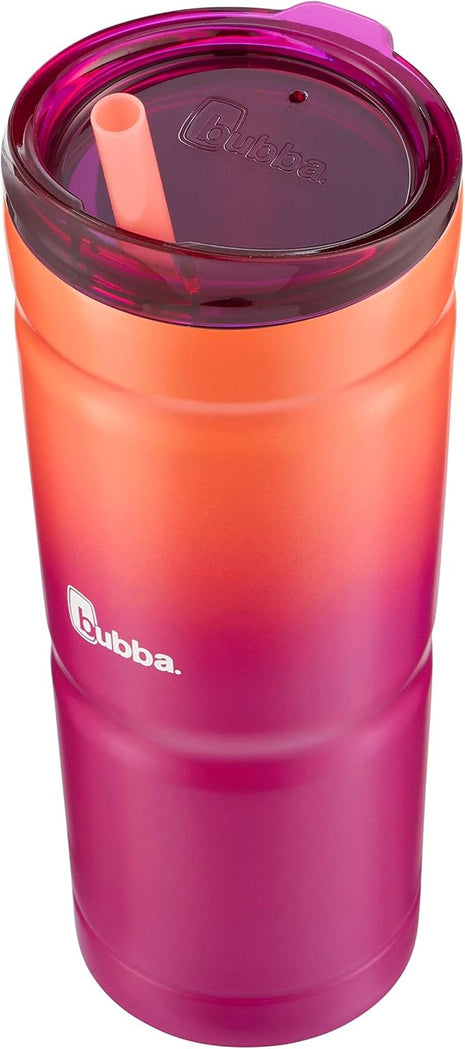 Bubba Envy S Vacuum-Insulated Stainless Steel Tumbler with Lid and Straw, 24 oz, Pink Sorbet
