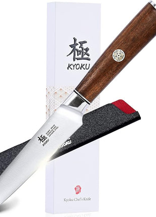 KYOKU 4.5 Inch Paring Knife - Daimyo Series - Fruit Knife with Ergonomic Rosewood Handle, and Mosaic Pin - Japanese 440C Stainless Steel Kitchen Knife with Sheath & Case
