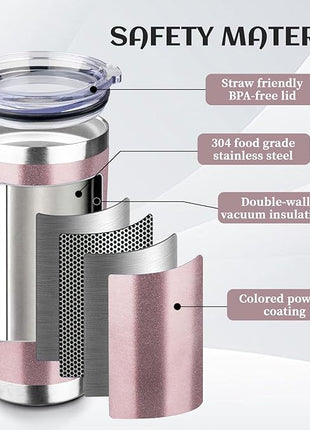 StarSpeed 20oz Tumbler Bulk with Lid, Stainless Steel Insulated Tumblers Double Wall Vacuum Insulated Travel Mug, Powder Coated Coffee Cups for Hot and Cold Drinks(Rose Gold,1)