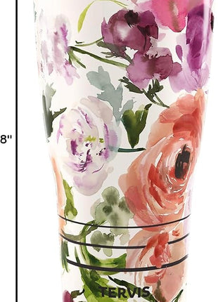 Tervis Traveler Kelly Ventura Floral Collection Heather Rose Triple Walled Insulated Tumbler Travel Cup Keeps Drinks Cold & Hot, 30oz - Stainless Steel, Heather Rose