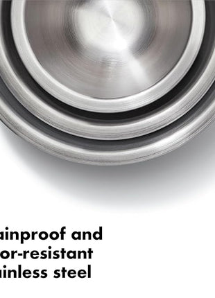 OXO Good Grips 3-Piece Stainless Steel Mixing Bowl Set - Blue/Gray