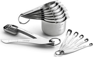 Spring Chef Stainless Steel Measuring Cups & Spoons Set of 20 with Leveler, Nesting 7 Metal Measuring Cups & 13 Spoons for Dry & Liquid Ingredients, Dishwasher Safe Kitchen Tools for Cooking & Baking