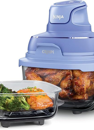 Ninja | Air Fryer | Crispi 4-in-1 Portable Cooking System | 4QT & 6 Cup Glass Containers, Crisper Plates & Storage Lids Included | Microwave, Freezer & Dishwasher Safe | Frosted Lilac | FN101PR