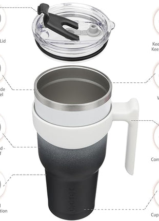 BJPKPK Tumbler With Handle And Straw 40 oz Insulated Tumblers With Lid Stainless Steel Travel Coffee Cups,Day Night