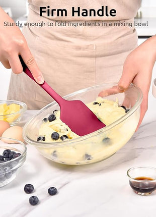 600ºF Heat Resistant Silicone Spatulas: U-Taste Upgraded Flexible Food Grade Silicon Baking Scraper, Sturdy Rubber Kitchen Cooking Mixing Utensils for Nonstick Cookware Set of 4 (Multicolors)