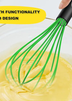 NileHome Silicone Whisk Set, 3 Pack Kitchen Whisk 10" Kitchen Wisk Wire Whisks for Cooking, Whisking, Blending, Beating, Stirring-Multicolor
