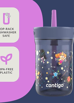 Contigo Kids Leighton Spill-Proof Paw Patrol Tumbler with Straw, 14oz, Space Zodiac, Purple