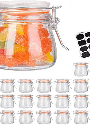 Encheng Small Glass Jars With Airtight Lids, Glass Spice Jars 5 oz,Maosn Jars With Leak Proof Rubber Gasket 150ml,Glass Storage Containers With Hinged Lid,Mini Kitchen Canisters 24 Pack