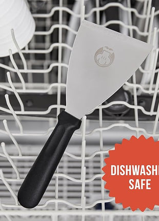 Chef Pomodoro Pizza Dough Scraper Tool 4" (10 cm), Bench Scraper with Handle, Stainless Steel Bench Knife and Metal Chopper for Kitchen, Bread Spatula, Pastry Tool for Food and Baking