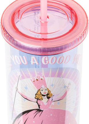 Silver Buffalo The Wizard of Oz Featuring Glinda Are You a Good Witch or a Bad Witch Plastic Tall Cold Cup with Lid and Straw, 20 Ounces