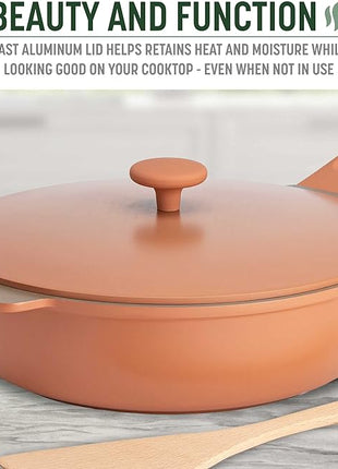 Goodful All-in-One Pan, Multilayer Nonstick, High-Performance Cast Construction, Multipurpose Design Replaces Multiple Pots and Pans, Dishwasher Safe Cookware, 11-Inch, 4.4-Quart Capacity, Terracotta