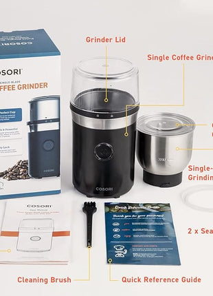COSORI Coffee Espresso Grinder Electric, Food Grade Stainless Steel Blades, 12 Cups, Black