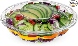Comfy Package [18 oz. - 50 Count Clear Plastic Salad Bowls with Lids, Disposable Salad Containers - Perfect for Takeout, Salads, and Meal Prep
