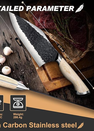 Golden Bird Meat Cleaver Knife - 8 Inch Viking Knife, Full Tang Butcher Knives for Meat Cutting, High Carbon Steel Cleaver with Ergonomic Wood Handle,Great for Outdoor Camping,Christmas Gifts for Men