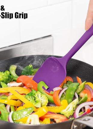 4-Piece Silicone Spatula Scrapers: Doosu 600°F Heat Resistant Food Grade Kitchen BPA Free Rubber Baking Cooking Tool Nonstick Utensil Set for Mixing, Scraping, Folding, Stirring, Serving (Multi-5)