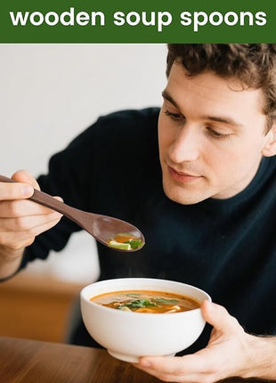 HANSGO Wooden Spoons for Eating, 6PCS Small Wooden Soup Spoons for Honey Coffee Stirring Tea Jam Bath Salts, 6 Inches