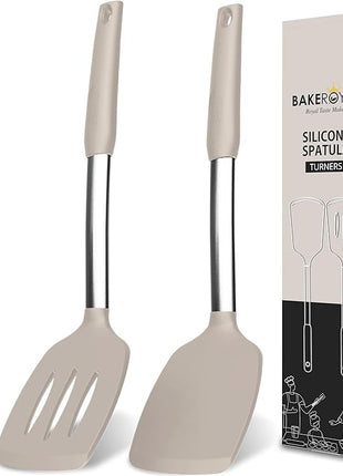 Silicone Spatula Set - Turner Spatulas Silicone Heat Resistant 600°F - Slotted & Solid Spatula for Cooking Fish, Eggs, Pancakes Flipper – Spatulas for kitchen use – Mist