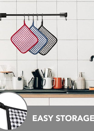 Joyhalo 4 Pack Pot Holders for Kitchen,Cotton Oven Holder with Great Heat Resistance,Non Slip Hot Pads for Kitchen Clearance,Black Buffalo Plaid