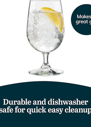 Libbey Entertaining Essentials Stemmed Water Glasses, Clear Multi Purpose Water Goblet Set of 6, Dishwasher Safe 16 oz Goblet Glasses for Parties