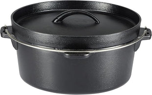 Amazon Basics Pre-Seasoned Cast Iron 5 Pieces Kitchen Pots and Pans Cookware Set, Black, 14.17 x 12.2 x 10.63 in