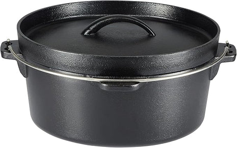 Amazon Basics Pre-Seasoned Cast Iron 5 Pieces Kitchen Pots and Pans Cookware Set, Black, 14.17 x 12.2 x 10.63 in