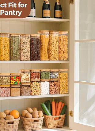 ComSaf 0.7 Qt Glass Food Storage Jars Set of 4, Clear Glass Storage Containers with Lids, Pantry Organization Jar, Spice Jar, Blooming Tea, Coffee and Sugar Container, Small Canister Set for Kitchen