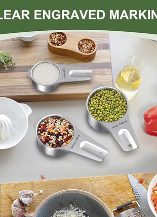 Measuring Cups and Spoons Set, 7 Stainless Steel Nesting Measuring Cups & 7 Spoons, 5 Mini Measuring Spoons & 2 Detachable Rings, Kitchen Gadgets for Cooking & Baking, Set of 21